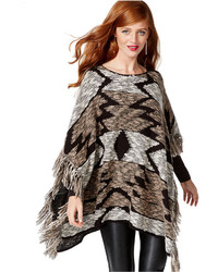 INC International Concepts Textured Intarsia Poncho Sweater Only At Macys