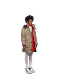 Gucci Beige And Black Down Oversized Gg Coat