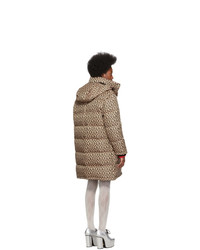 Gucci Beige And Black Down Oversized Gg Coat