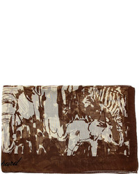 Chopard Animal Printed Chiffon Scarf Beigebrown