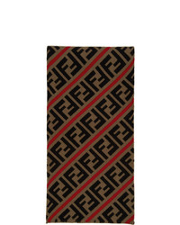 Fendi Red And Brown Wool Forever Scarf