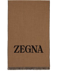 Zegna Tan Gray Wool Scarf