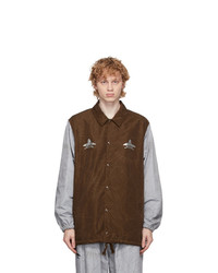 Undercover Brown And Grey Graphic Pattern Jacket