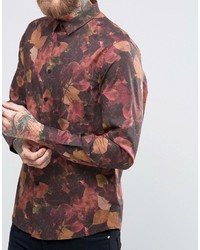 Asos Regular Fit Shirt In Leaf Print