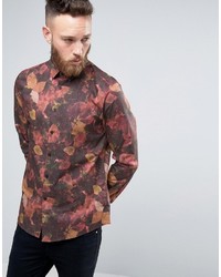 Asos Regular Fit Shirt In Leaf Print