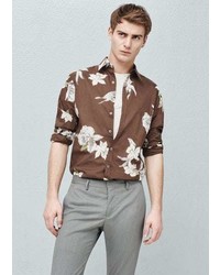 Mango Outlet Slim Fit Tropical Print Shirt