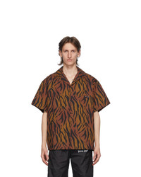 Palm Angels Brown And Black Tiger Bowling Shirt