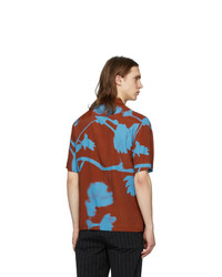 Paul Smith Brown And Blue Floral Camp Shirt