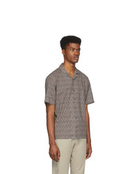 Z Zegna Brown And Navy Pattern Short Sleeve T Shirt
