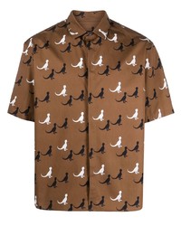 Neil Barrett Dinosaur Print Cotton Poplin Shirt
