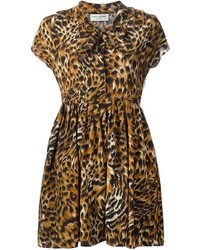 Saint Laurent Tiger Print Pleated Skirt Dress