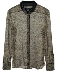Amiri Sheer Leopard Print Shirt
