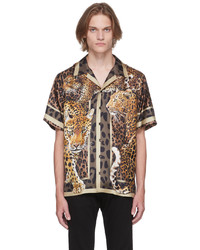 Dolce & Gabbana Multicolor Silk Leopard Print Short Sleeve Shirt