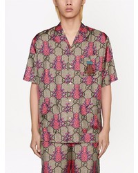 Gucci Pineapple Gg Print Silk Bowling Shirt