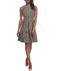 Gal Meets Glam Collection Tinsley Metallic Tweed Fit Flare Dress