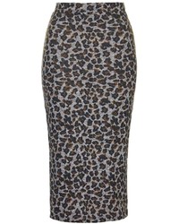 Topshop Leopard Print Midi Skirt