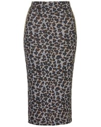Topshop Leopard Print Midi Skirt
