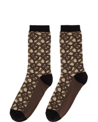 Burberry Brown Intarsia Monogram Socks