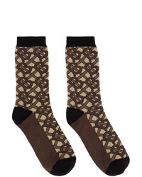 Burberry Brown Intarsia Monogram Socks