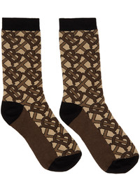 Burberry Brown Tb Monogram Socks