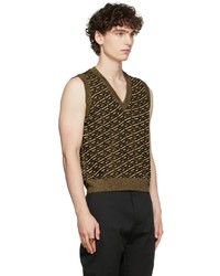 Versace Black Jacquard Monogram Lurex Vest