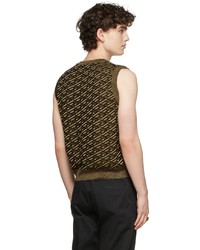 Versace Black Jacquard Monogram Lurex Vest