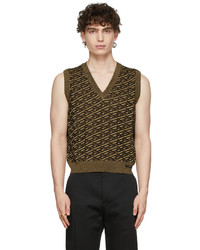 Versace Black Jacquard Monogram Lurex Vest