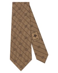 Gucci Gg Logo Stripe Silk Tie