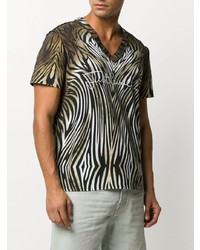 Just Cavalli V Neck Leopard Print T Shirt