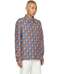 Casablanca Navy Orange Larche De Nuit Shirt