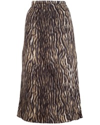 Rochas Leopard Print Midi Skirt