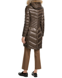Blauer Quilted Down Coat With Fur Trim