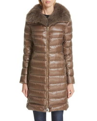 Herno Quilted Down Puffer Coat With Removable Genuine Fox Fur Collar