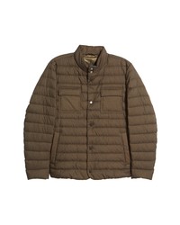 Herno Washed Nylon Down Puffer Shirt Jacket In Verde Militare At Nordstrom