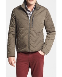 Brown Quilted Bomber Jacket