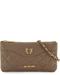 Love Moschino Nappa Quilted Faux Leather Crossbody Taupe