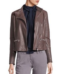 Eleventy Leather Quilted Sleeve Jacket