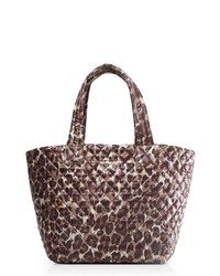 Brown Quilted Nylon Tote Bag