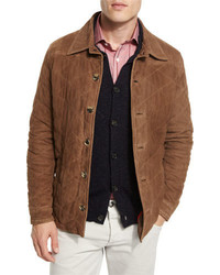 Brown Quilted Suede Jacket