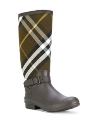 Burberry Belt Detail House Check And Rubber Rain Boots