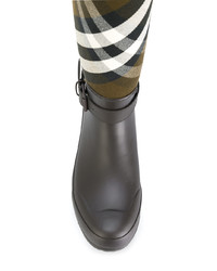 Burberry Belt Detail House Check And Rubber Rain Boots
