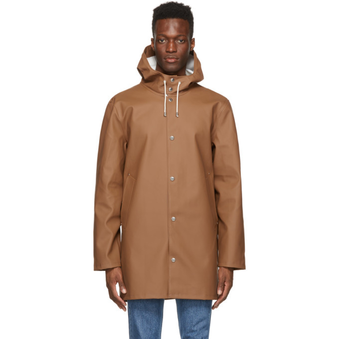 Stutterheim Brown Stockholm Raincoat, $192 | SSENSE | Lookastic