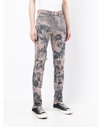 purple brand Marble Print Fitted Jeans