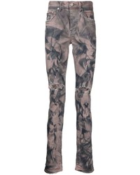 purple brand Marble Print Fitted Jeans