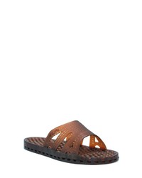 Brown Rubber Flat Sandals