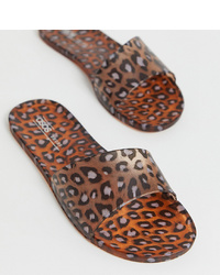 ASOS DESIGN Wide Fit Fern Jelly Sliders In Leopard