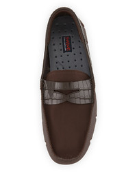 Swims Rubber Penny Loafer With Faux Croc Trim Brown
