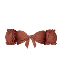 Brown Ruffle Bikini Top