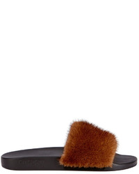 Givenchy Mink Fur Slide Sandal Brown