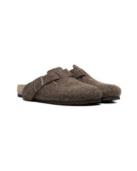 Rick Owens X Birkenstock Brown Boston Wool Felt Sandals, $196